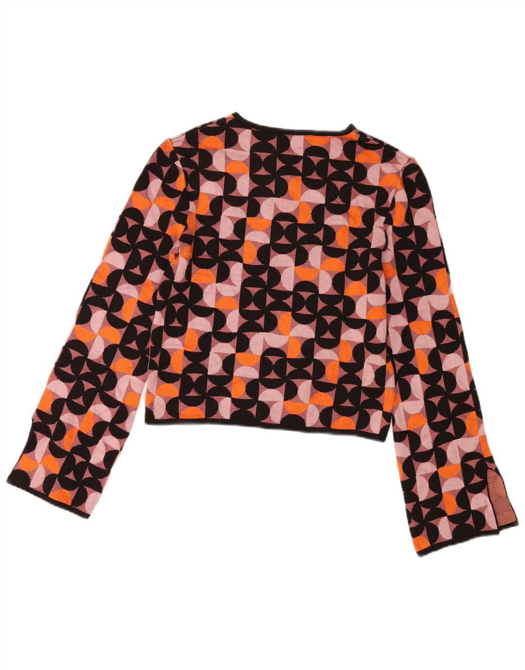 Zara Womens Crop Top Manga Longa Reino Unido 12 Médio Multicolorido Geométrico