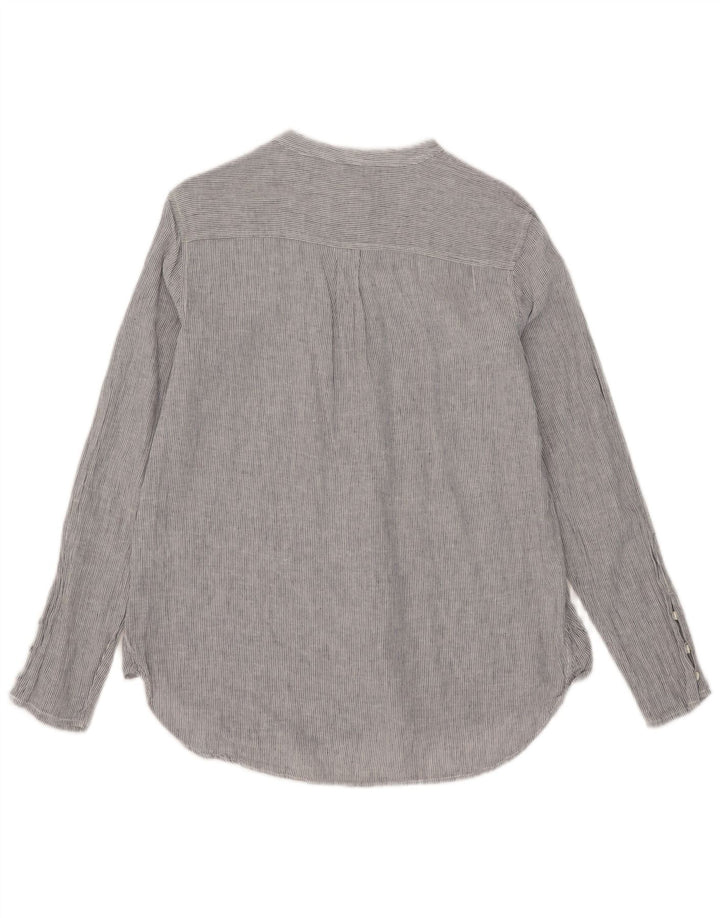 Camisa feminina Dack's UK 12 linho listrado azul médio