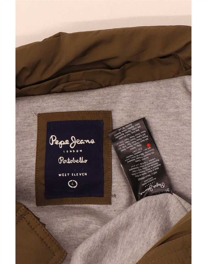 Colete acolchoado feminino PEPE Jeans UK 16 grande poliéster cáqui