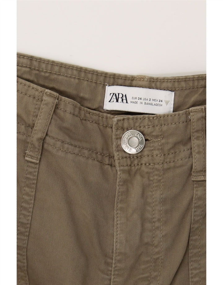 ZARA Womens Bootcut Cargo Trousers EU 34 2XS W28 L30 Khaki Cotton Vintage Zara and Second-Hand Zara from Messina Hembry 