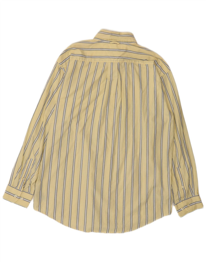 Camisa masculina Tommy Hilfiger grande algodão listrado amarelo