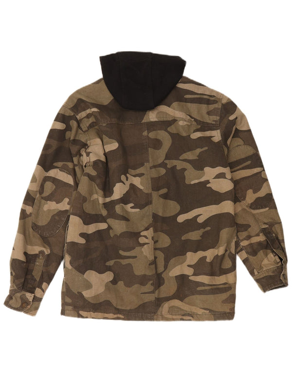 Camisa masculina de lenhador com capuz Dickies Reino Unido 34/36 pequena camuflagem cáqui algodão