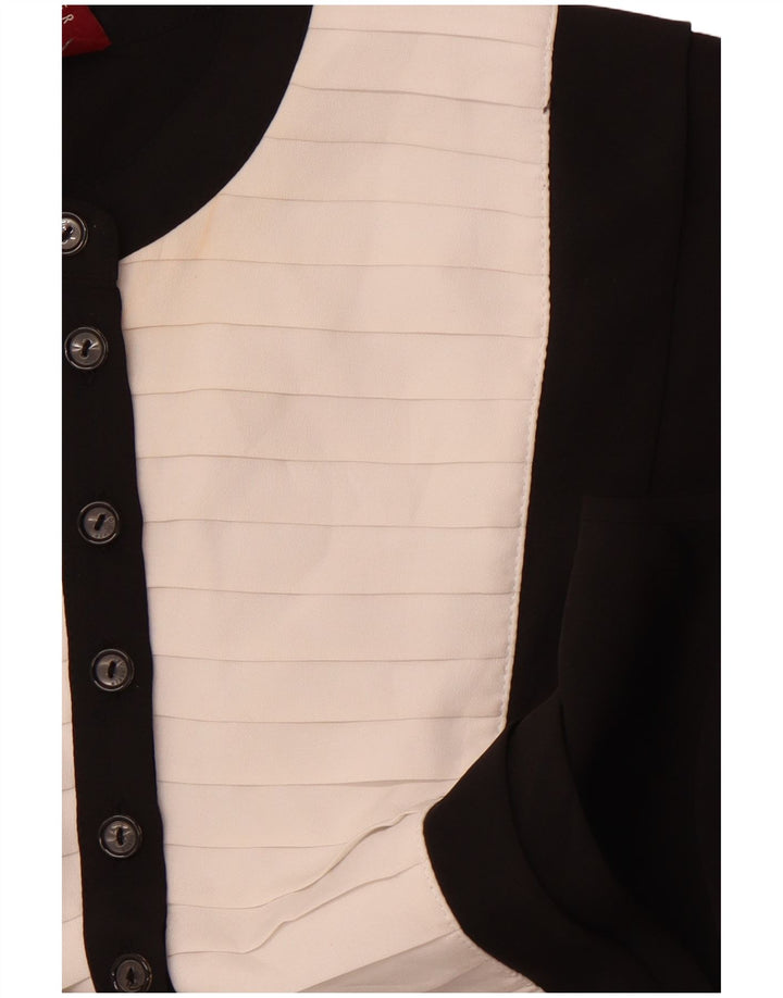 Vestido feminino TED BAKER sem mangas evasê tamanho 2 pequeno bloco colorido preto