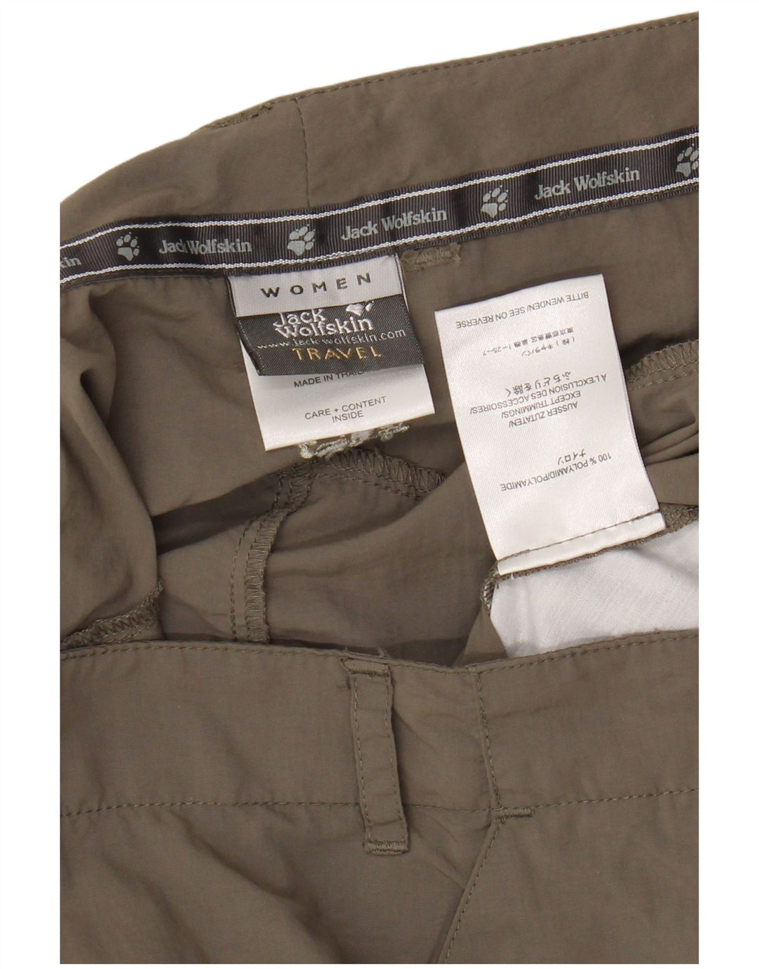JACK WOLFSKIN mini saia cargo feminina Reino Unido 14/16 grande W34 cinza poliamida