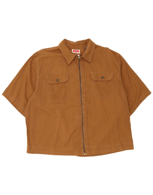 Camisa Wrangler masculina de manga curta XL algodão marrom