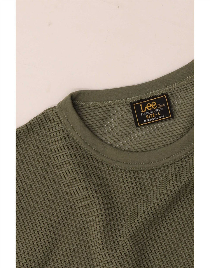 Camiseta feminina transparente Lee UK 14 grande cáqui