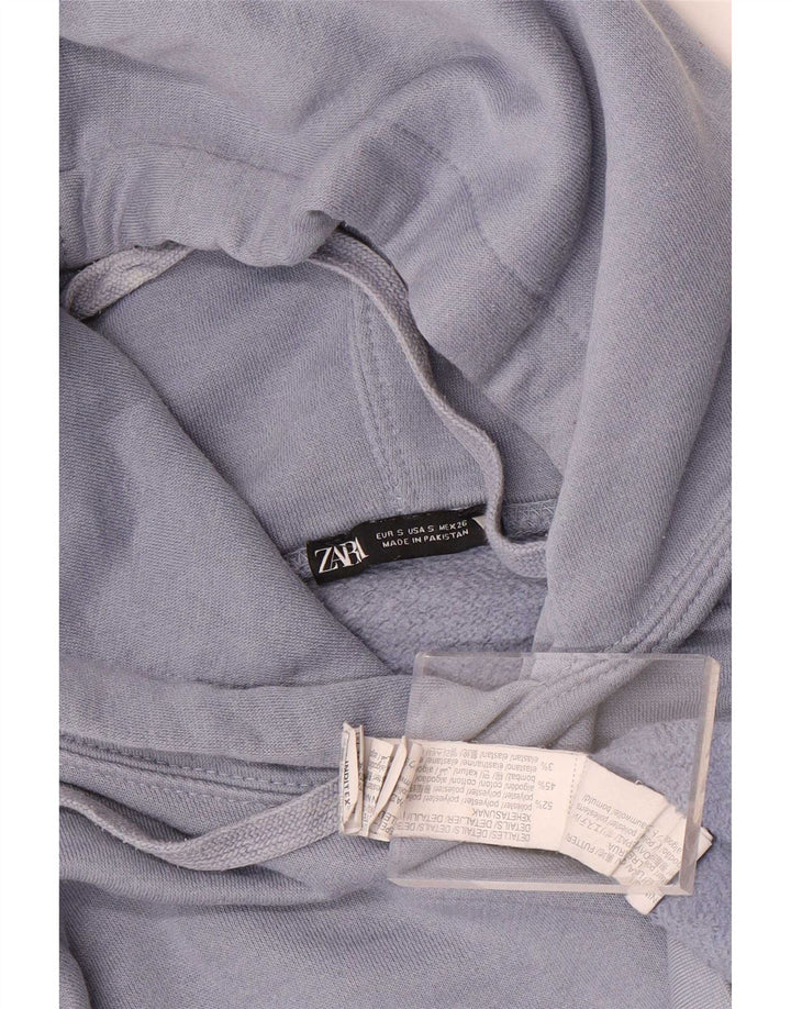 Zara Womens Oversized Hoodie Jumper UK 10 Pequeno Azul Poliéster