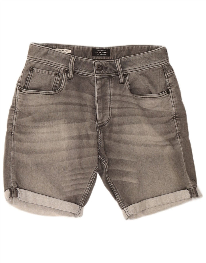 JACK & JONES Shorts jeans masculino de ajuste regular W29 pequeno cinza