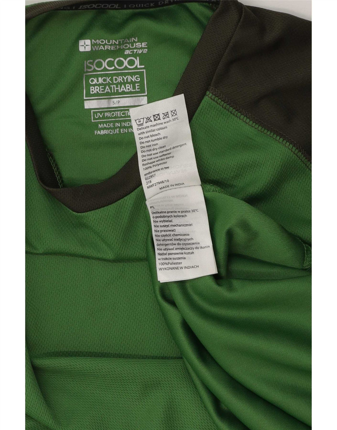 Mountain Warehouse Camiseta masculina IsoCool Top pequeno bloco colorido verde