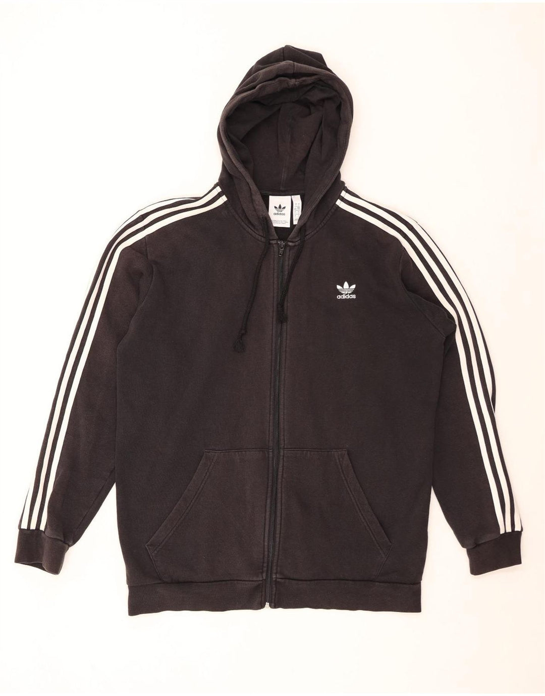 ADIDAS Mens Zip Hoodie Suéter Grande Algodão Preto