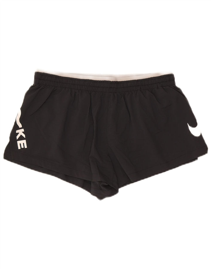 Nike Womens Dri Fit Graphic Sport Shorts UK 12 Médio Preto Poliéster