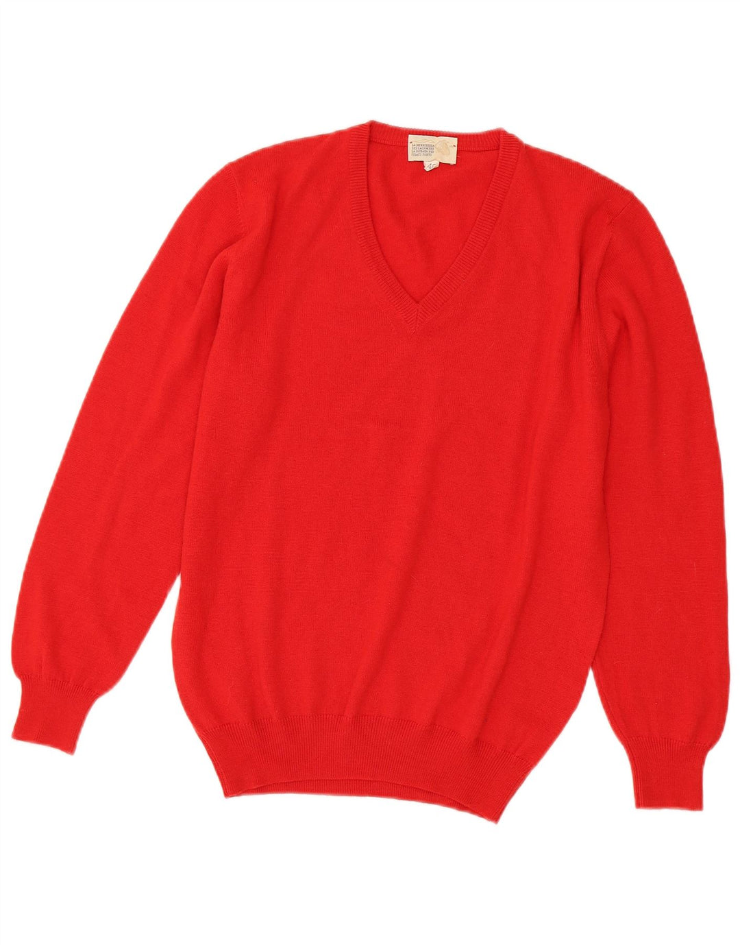 Suéter feminino vintage com decote em V IT 46 grande acrílico vermelho