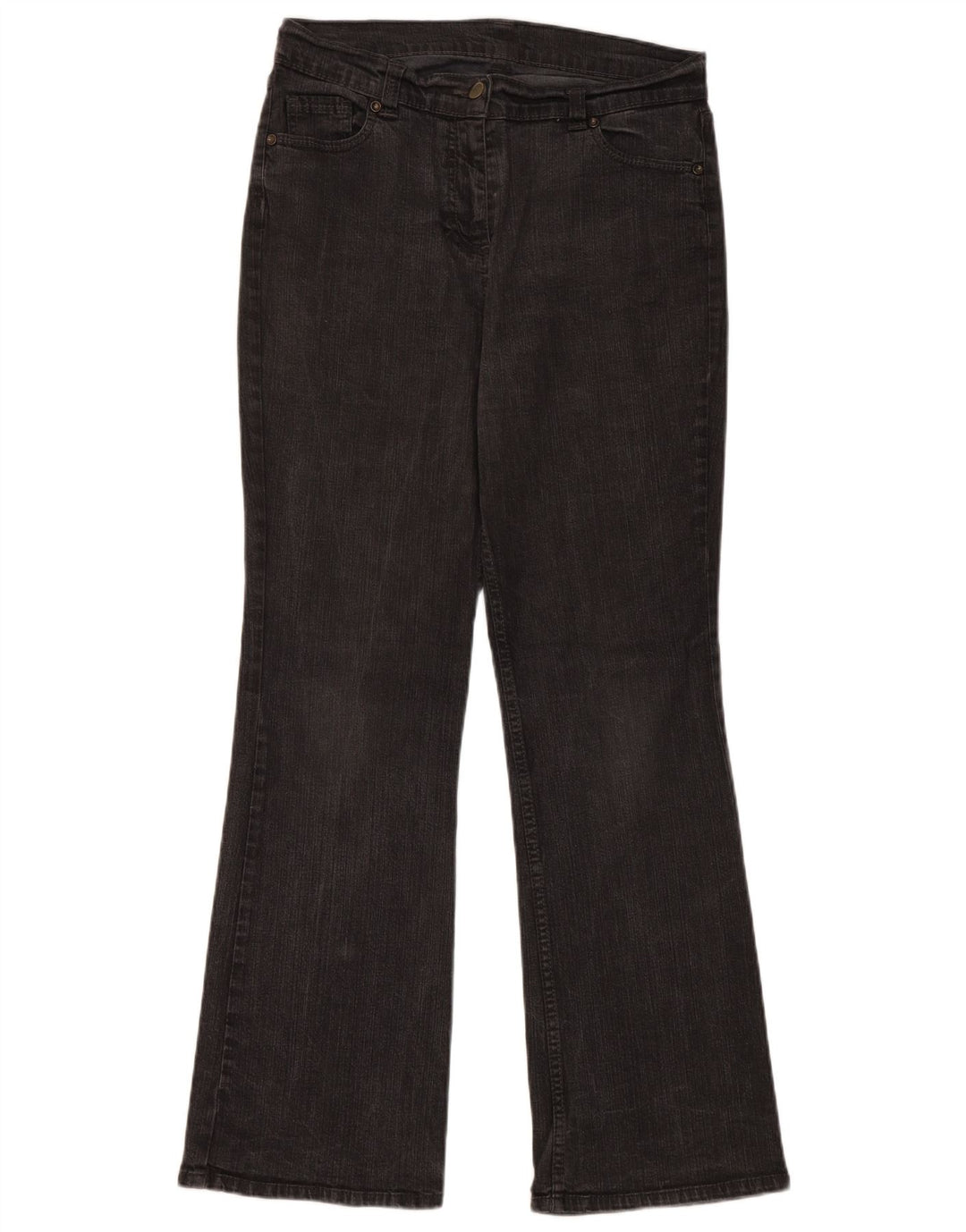 Calça jeans feminina Marks & Spencer Bootcut UK 12 médio W30 L29 algodão preto