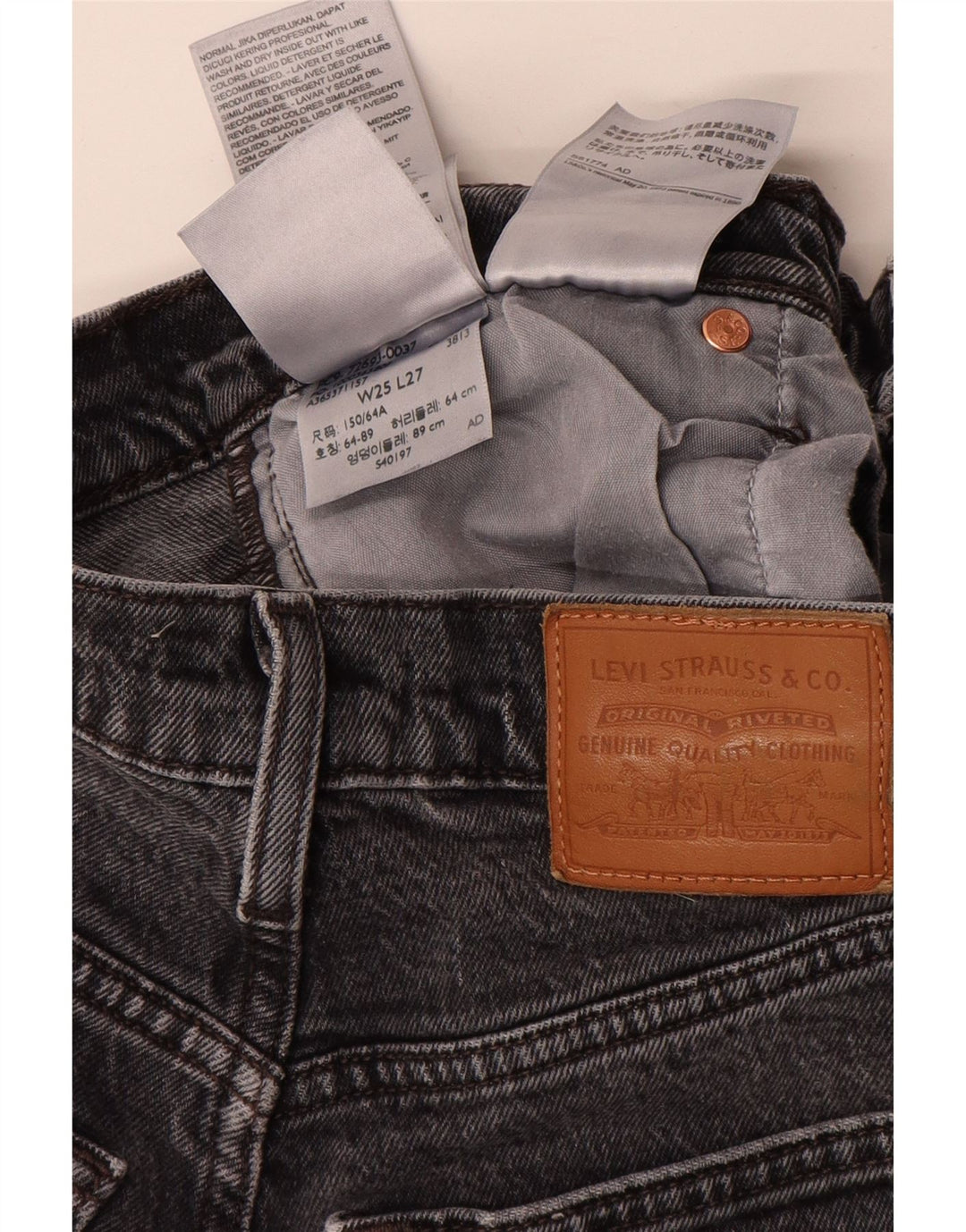 Jeans feminino Levi's Ribcage Straight W25 L27 algodão cinza