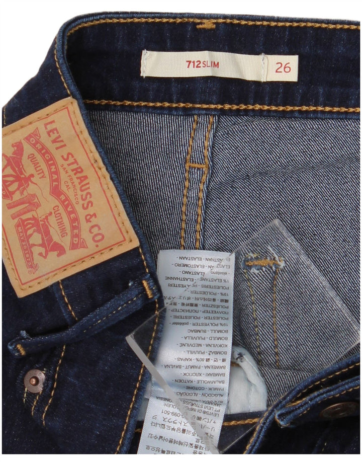 Calça jeans feminina Levi's 712 Slim W26 L28 azul marinho algodão