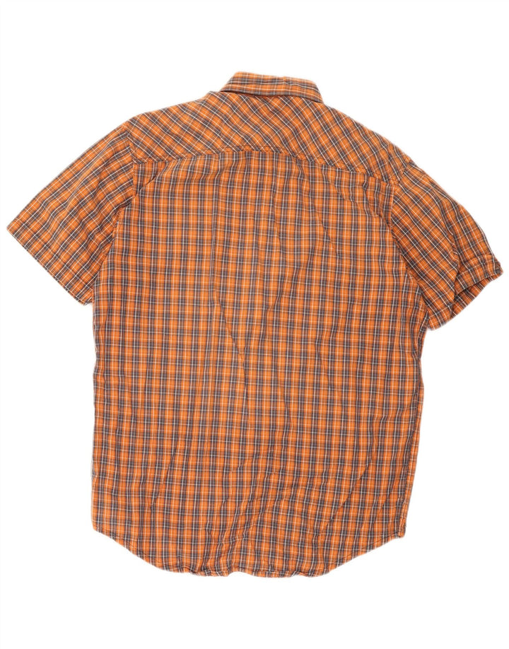 Camisa masculina Timberland de manga curta laranja médio algodão xadrez