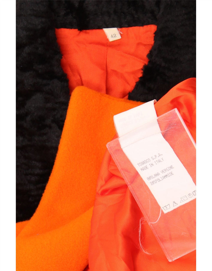 Jaqueta blazer feminina vintage com peito duplo Reino Unido 14 médio laranja