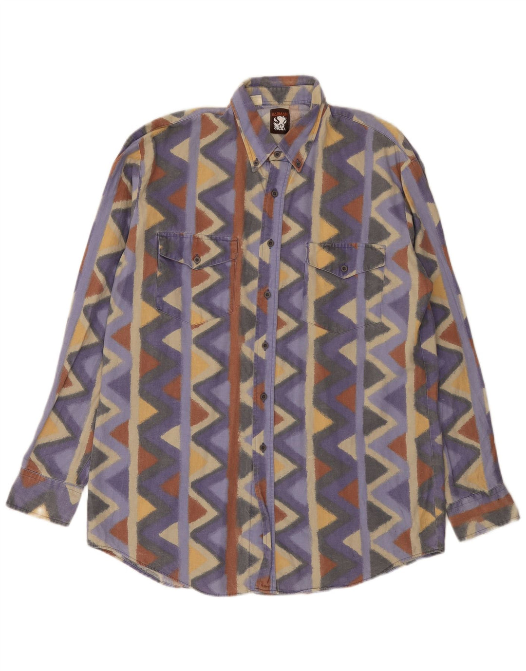 Camisa masculina vintage grande Chevron multicolorida