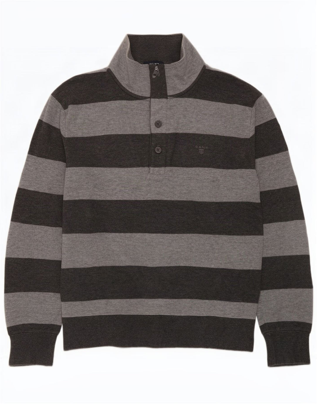 Suéter masculino Gant com gola redonda e algodão listrado cinza XL