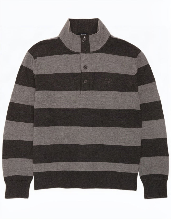 Suéter masculino Gant com gola redonda e algodão listrado cinza XL