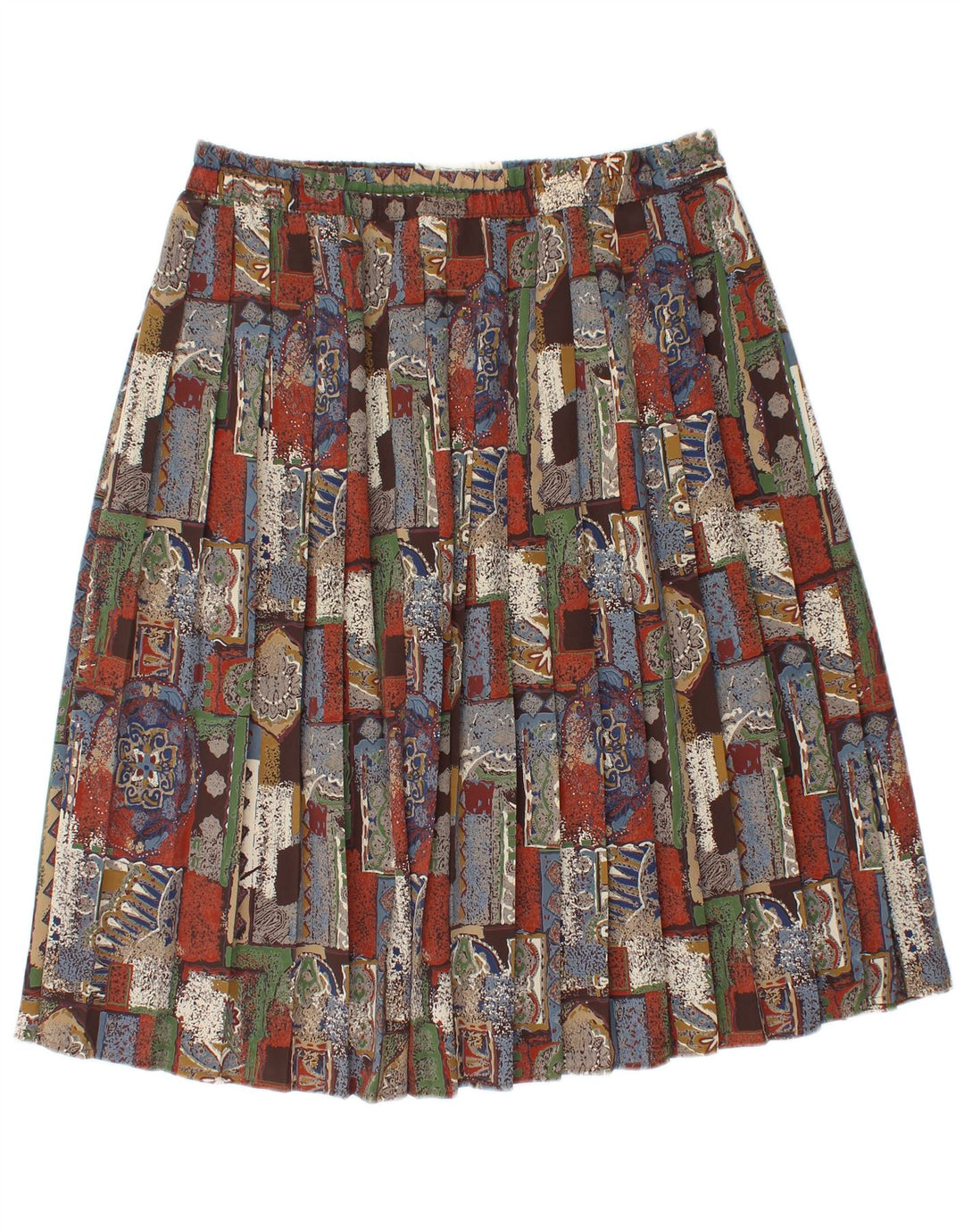 Canda Saia feminina plissada com faca EU 46 XL W32 patchwork multicolorido