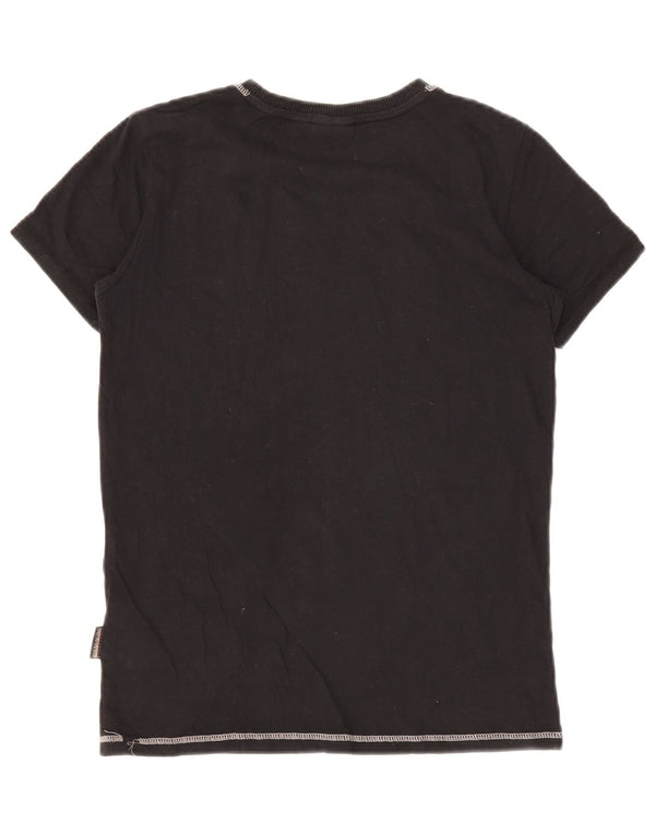 Napapijri Boys Graphic T-Shirt Top 13-14 Years Black Cotton