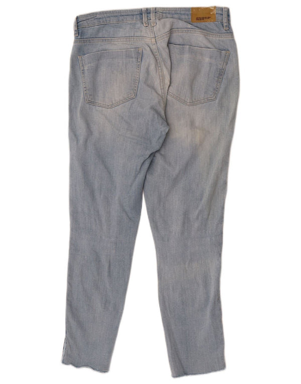 Zara Jeans Slim Feminino EU 38 Pequeno W28 L27 Azul Colorblock