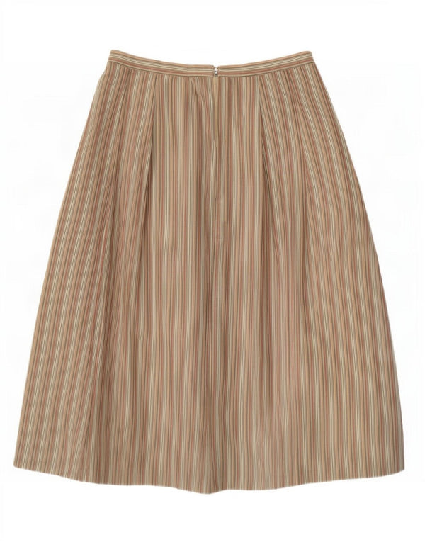 Saia midi feminina Country Collection Reino Unido 18 XL W34 risca de giz cáqui