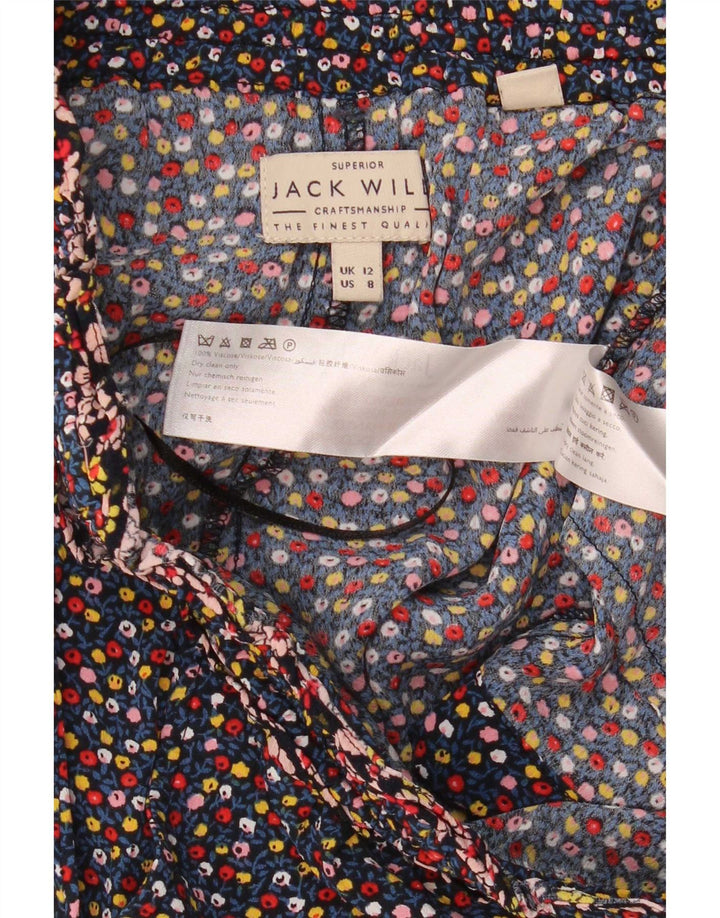 Calça quente feminina Jack Wills Reino Unido 12 médio W30 viscose floral multicolorida