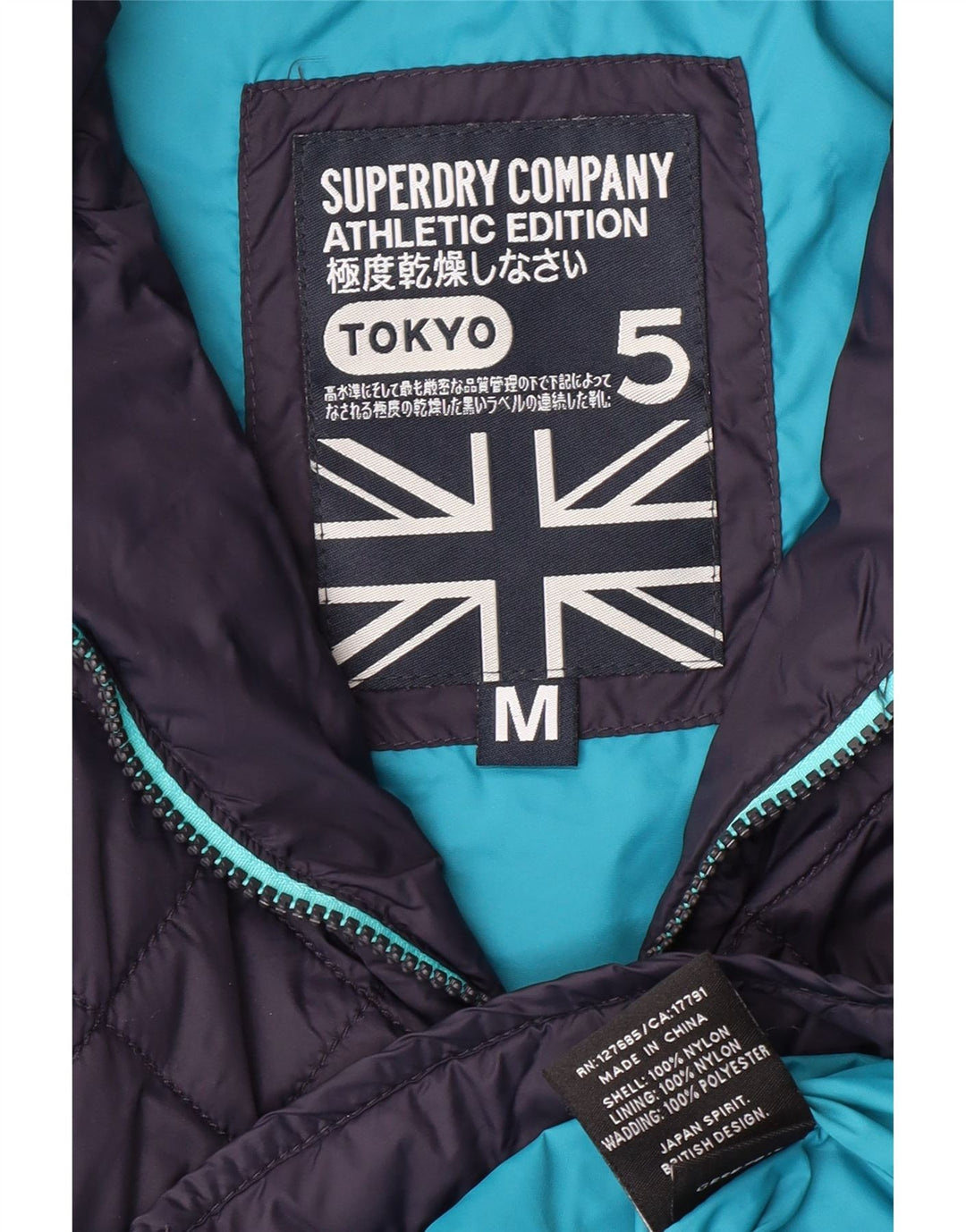 Jaqueta acolchoada feminina SUPERDRY UK 14 médio azul marinho nylon