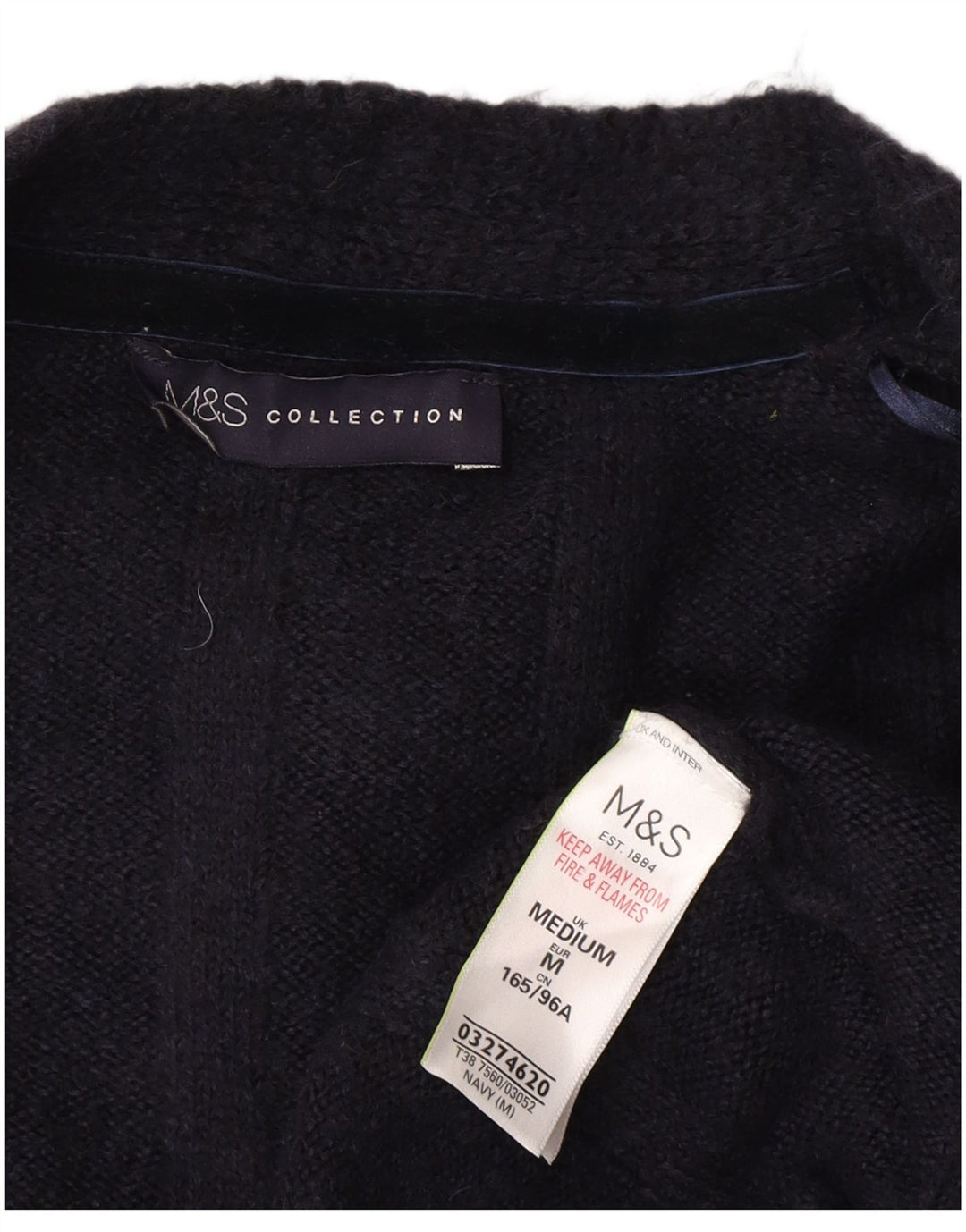 Suéter cardigã feminino Longline da Marks & Spencer Reino Unido 14 médio azul marinho