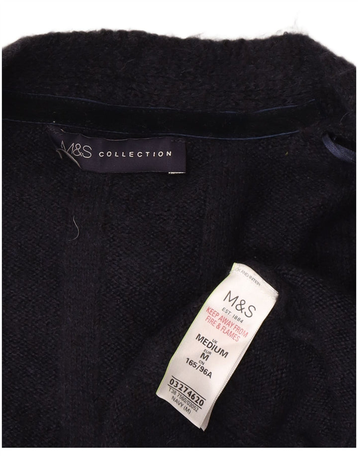 Suéter cardigã feminino Longline da Marks & Spencer Reino Unido 14 médio azul marinho
