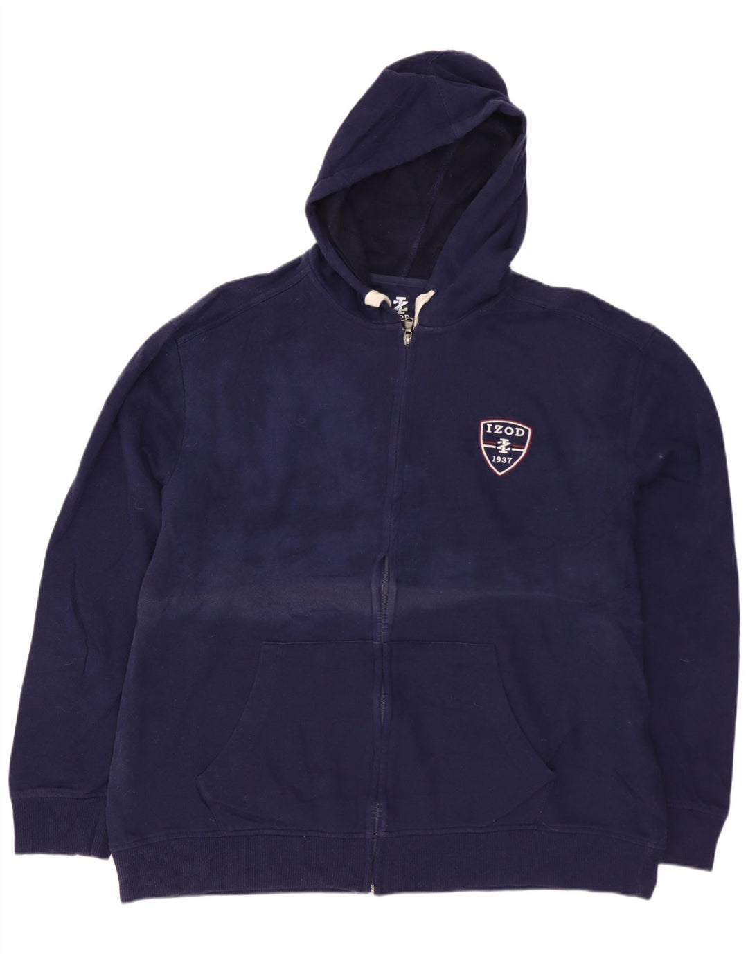 Suéter masculino com capuz e zíper IZOD grande algodão azul marinho
