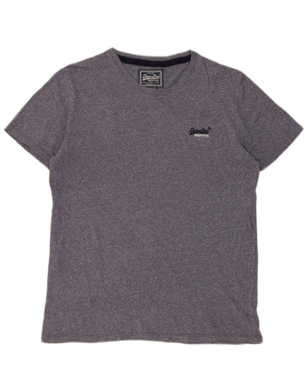 Camiseta masculina Superdry Top XL azul marinho algodão manchado
