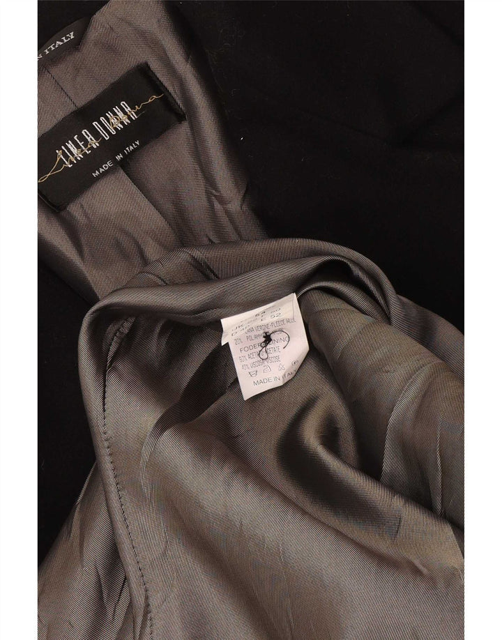 Linea Donna Womens Overcoat UK 22 3XL Black Virgin Wool