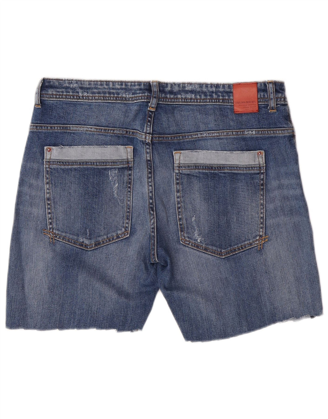 Shorts jeans feminino Zara EU 40 médio W30 azul floral