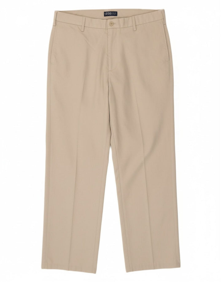 Calça Chino Masculina Reta IZOD W34 L30 Algodão Bege