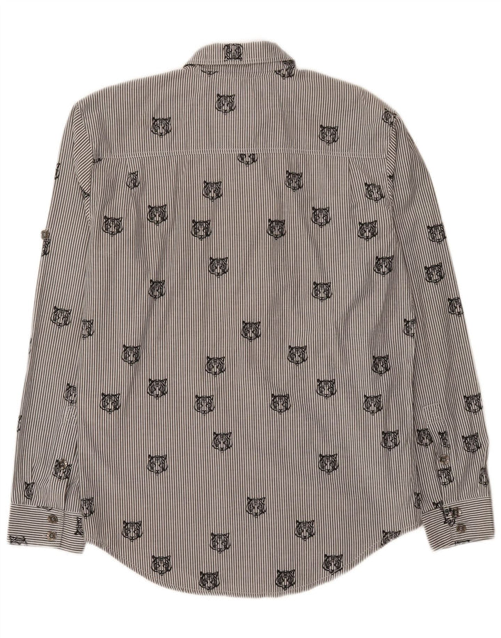 Camisa masculina ANERKJENDT grande algodão listrado cinza