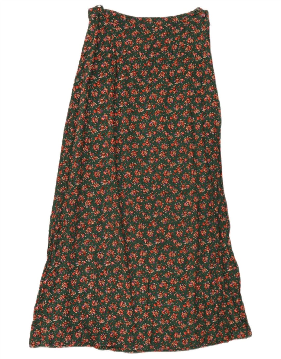 Saia maxi feminina vintage W26 pequena floral verde
