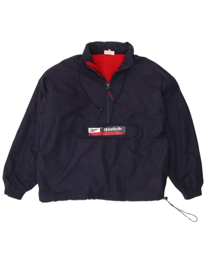 Reebok Mens Oversized Hooded Graphic Anorak Jacket UK 36 Pequeno Azul Marinho