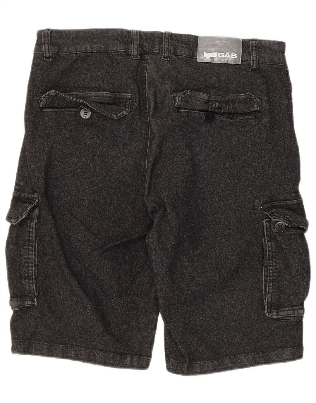 Gas Mens Denim Regular Fit Cargo Shorts Médio W32 Algodão Preto