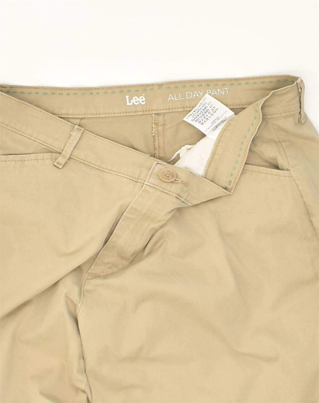 LEE Womens Straight Casual Trousers US 10 Large W31 L30 Beige Cotton | Vintage Lee | Thrift | Second-Hand Lee | Used Clothing | Messina Hembry 