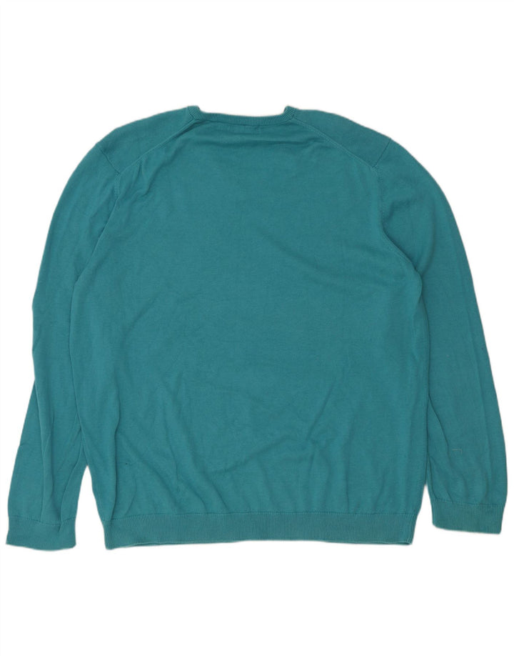 Suéter masculino Marks & Spencer com decote em V 2XL algodão turquesa