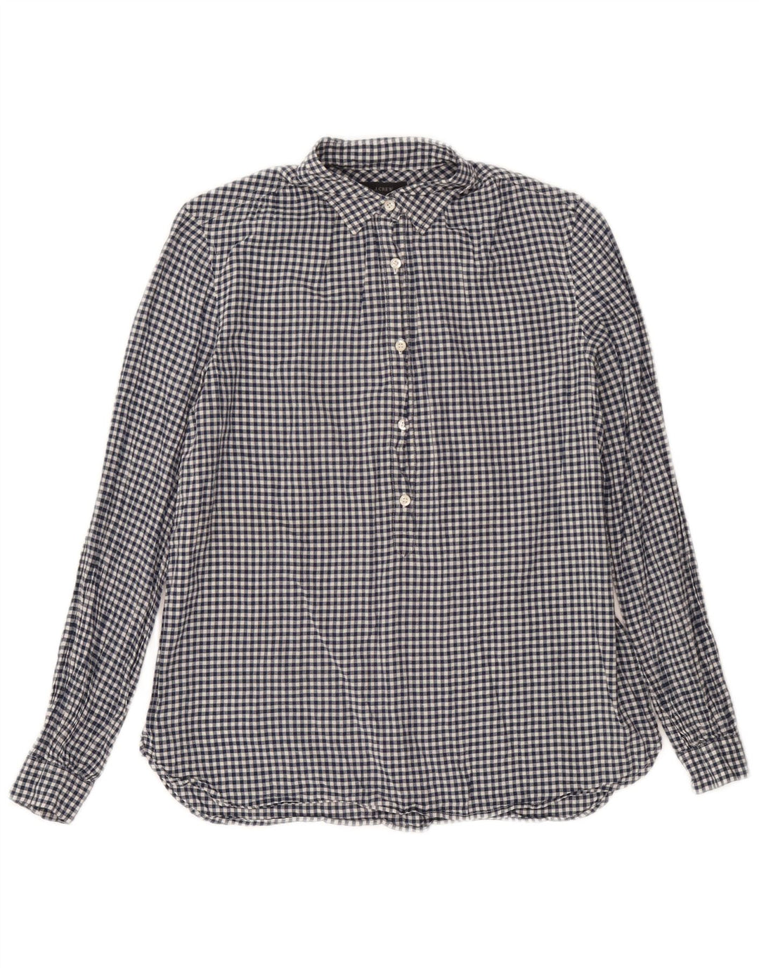 Pulôver feminino J. Crew UK 14 algodão guingão azul marinho médio