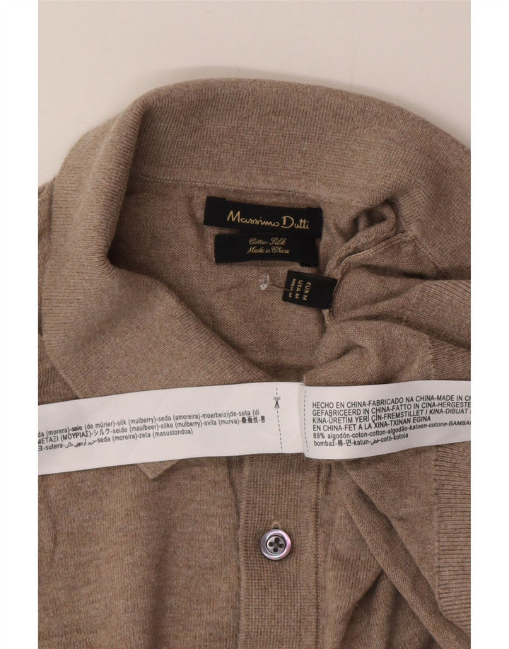 Suéter masculino Massimo Dutti com gola polo e algodão bege médio