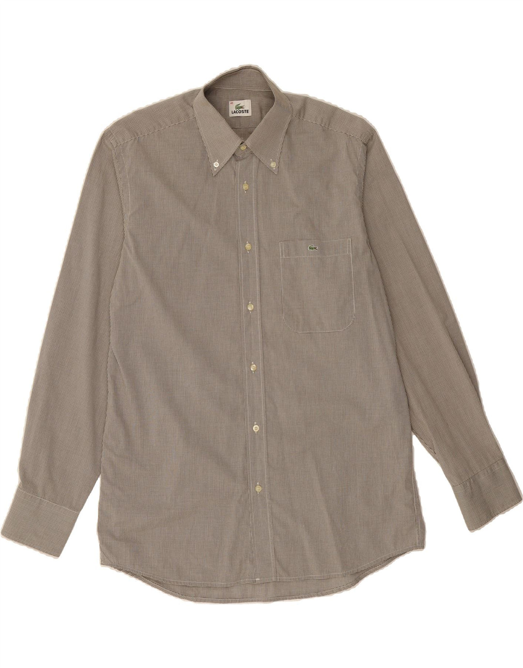 LACOSTE Mens Shirt Size 40 Medium  Green Gingham Cotton Vintage Lacoste and Second-Hand Lacoste from Messina Hembry 