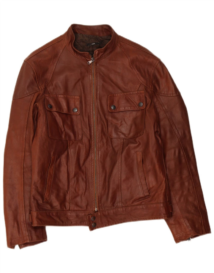 Jaqueta feminina de couro Sasch Racer UK 12 marrom médio