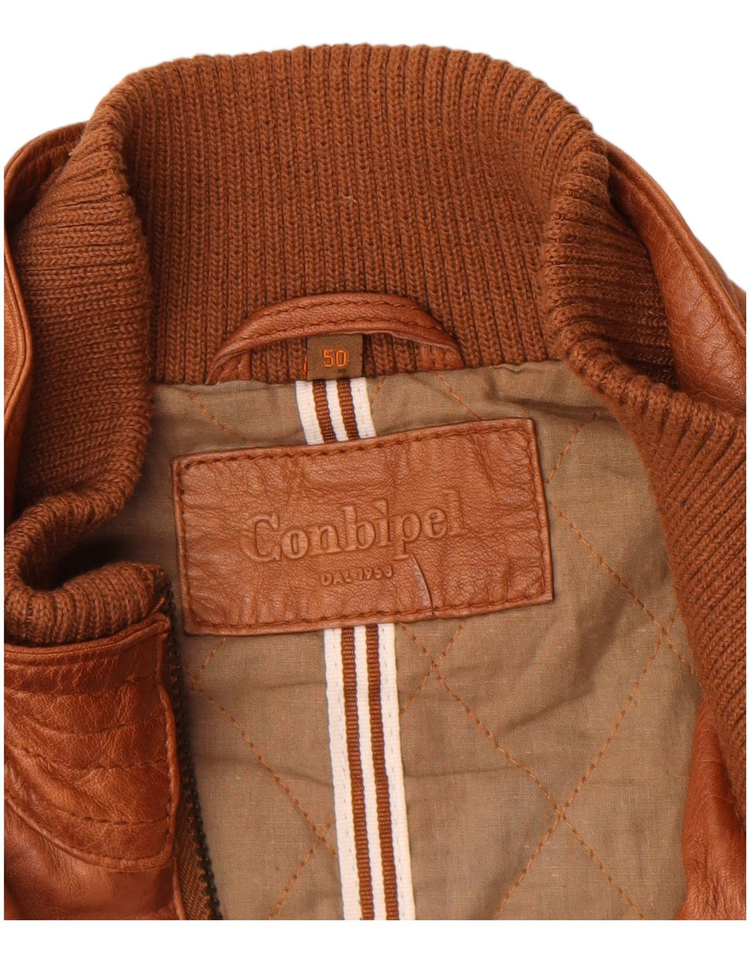 Jaqueta de couro masculina Conbipel IT 50 grande couro marrom