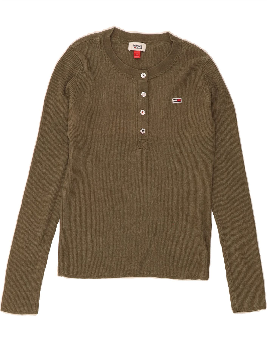 TOMMY HILFIGER Womens Crew Neck Jumper Sweater UK 10 Small Green Cotton Vintage Tommy Hilfiger and Second-Hand Tommy Hilfiger from Messina Hembry 