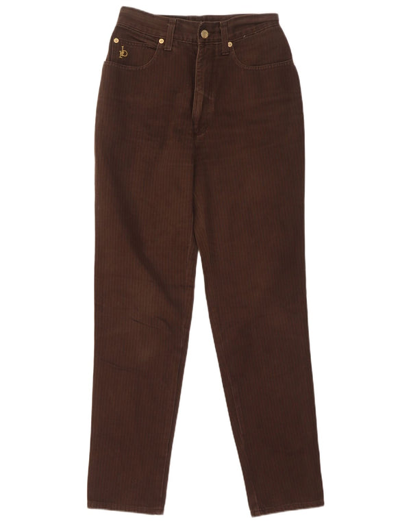 Calça casual feminina Roccobarocco W27 L29 algodão listrado marrom